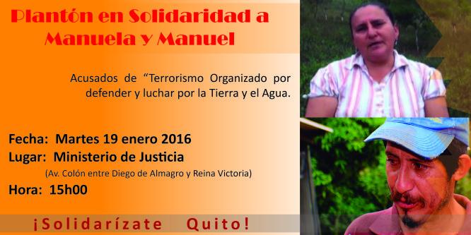 Quito: Plantón en solidaridad con Manuela y Manuel